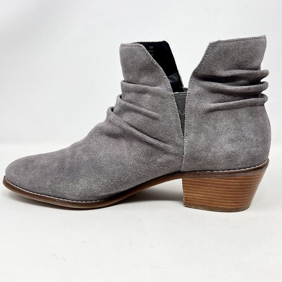 Cole Haan Womens Gray Suede Booties Block Wood Heels Size 10 B Med Casual Office - Picture 5 of 9